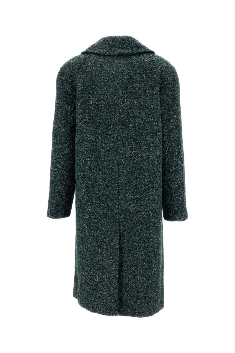 Shushu/Tong Green Oversized Peter Pan Collar Wool-Blend Long Coat