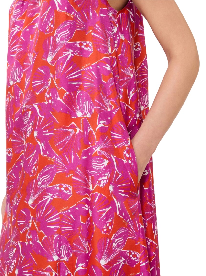 Max Mara Long Flowing Silk Maxi Dress With Ruffled Collar