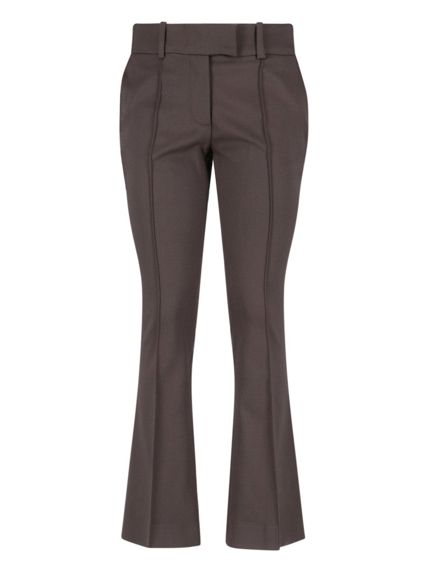 The Attico High-Waisted Bootcut Trousers With Silver Logo Detail