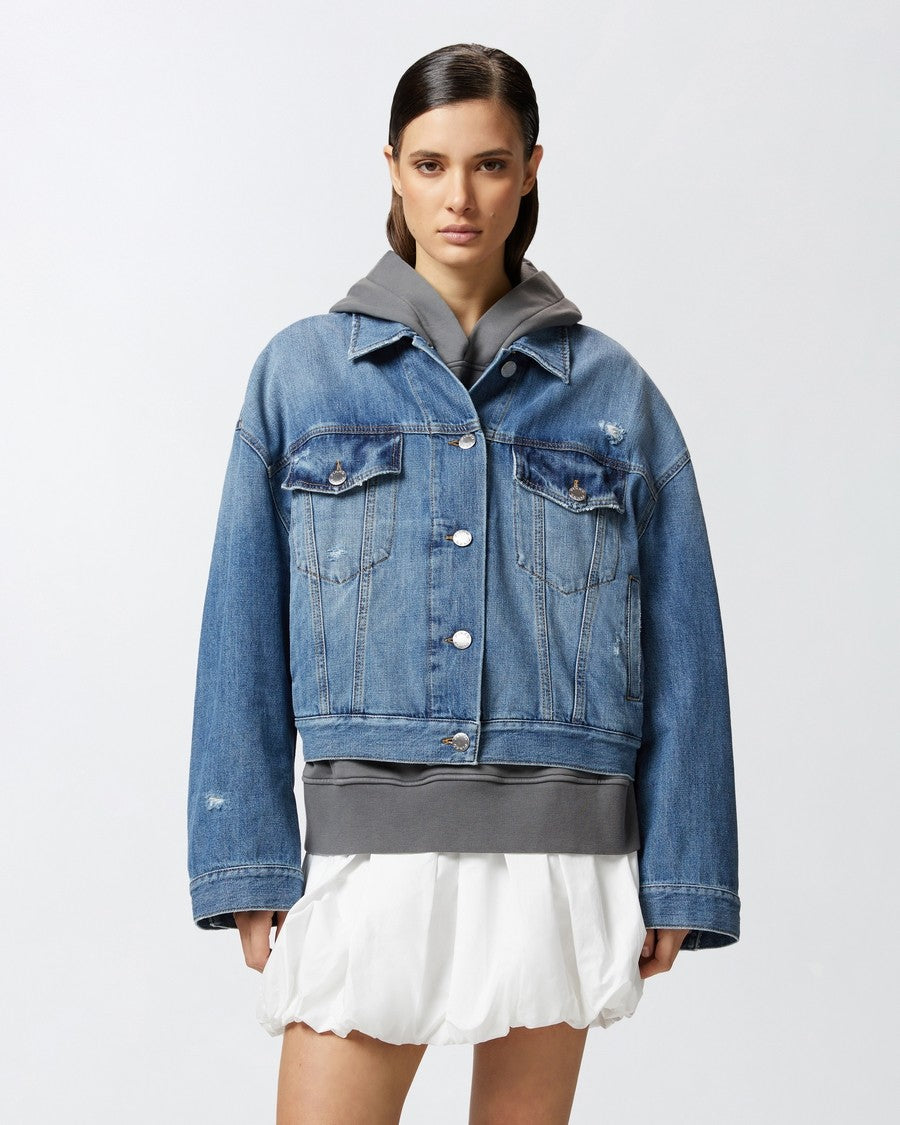 Pinko Blue Gaborone Oversized Cotton Denim Jacket