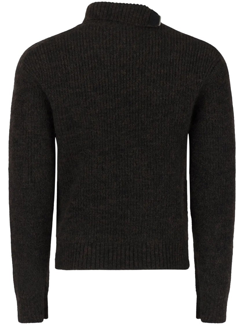 Entire Studios Chunky Ribbed High-Collar Zip-Through Knit