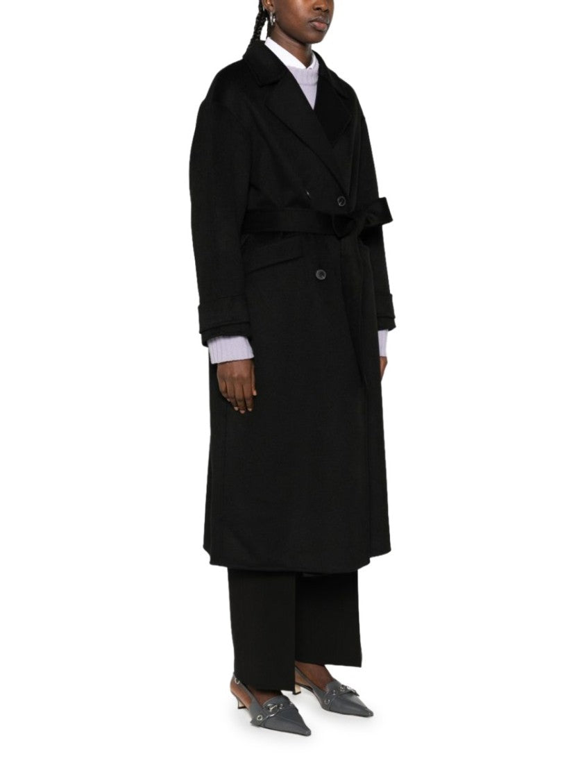 The Dynamis Studio Black Double-Breasted Wool Trench Coat