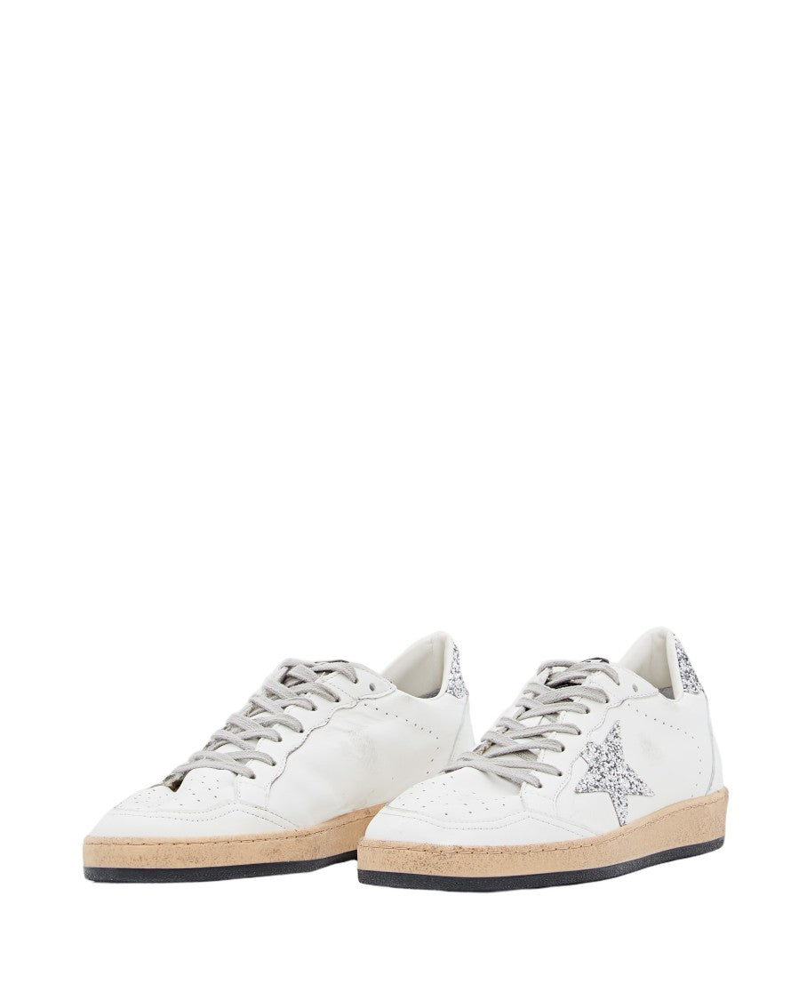 Golden Goose Ballstar Leather And Glitter Sneakers