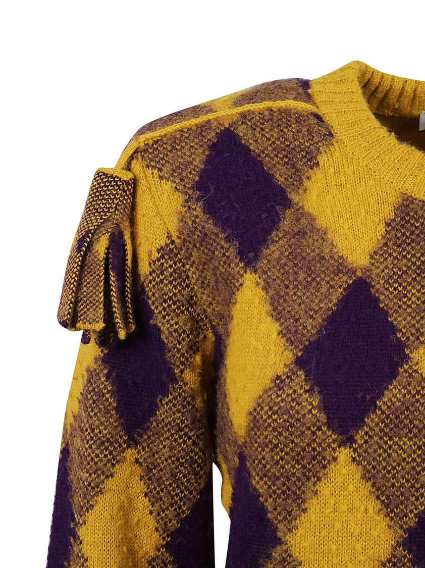 Burberry Cropped Argyle Pattern Sweater