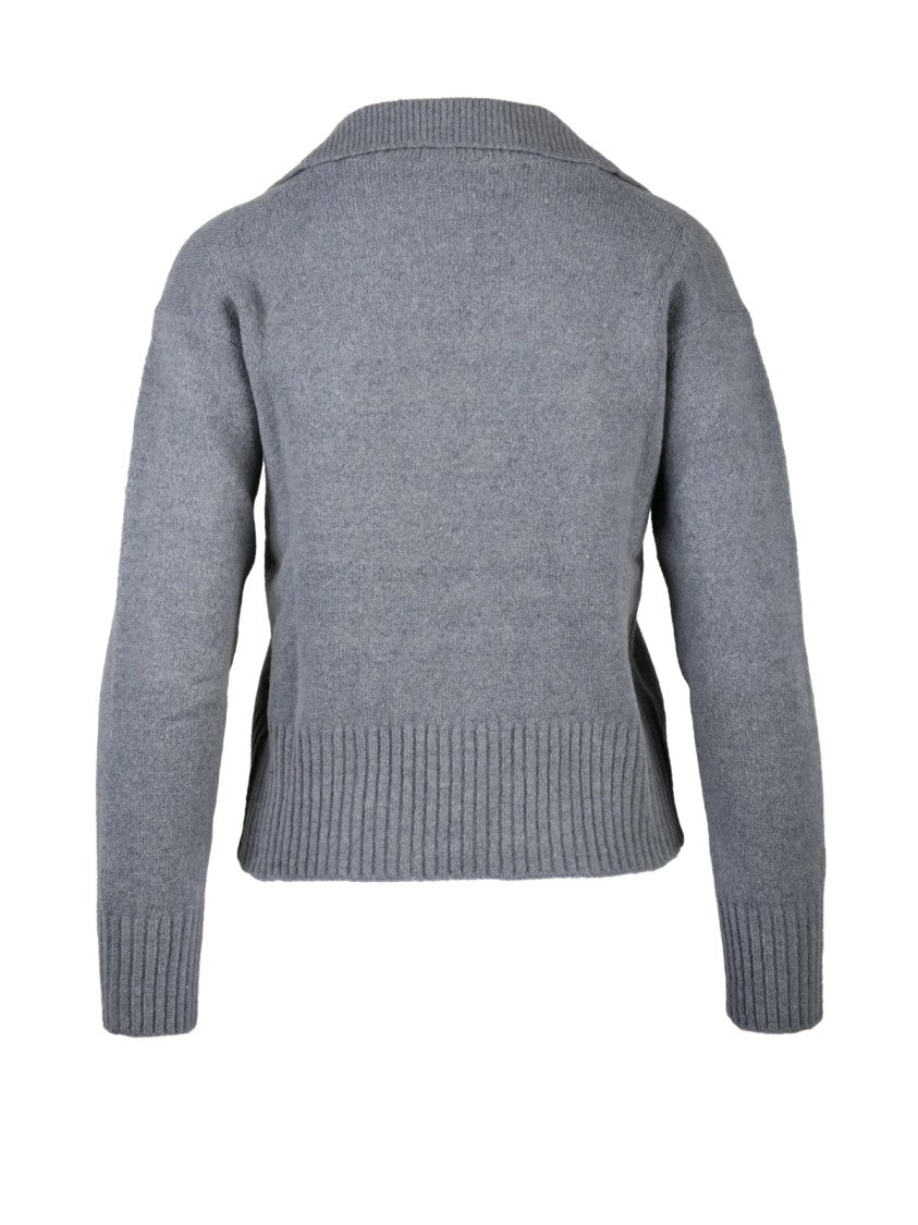 Kangra V-Neck Knit Sweater With Ribbed Detail And Enhanced Stretch