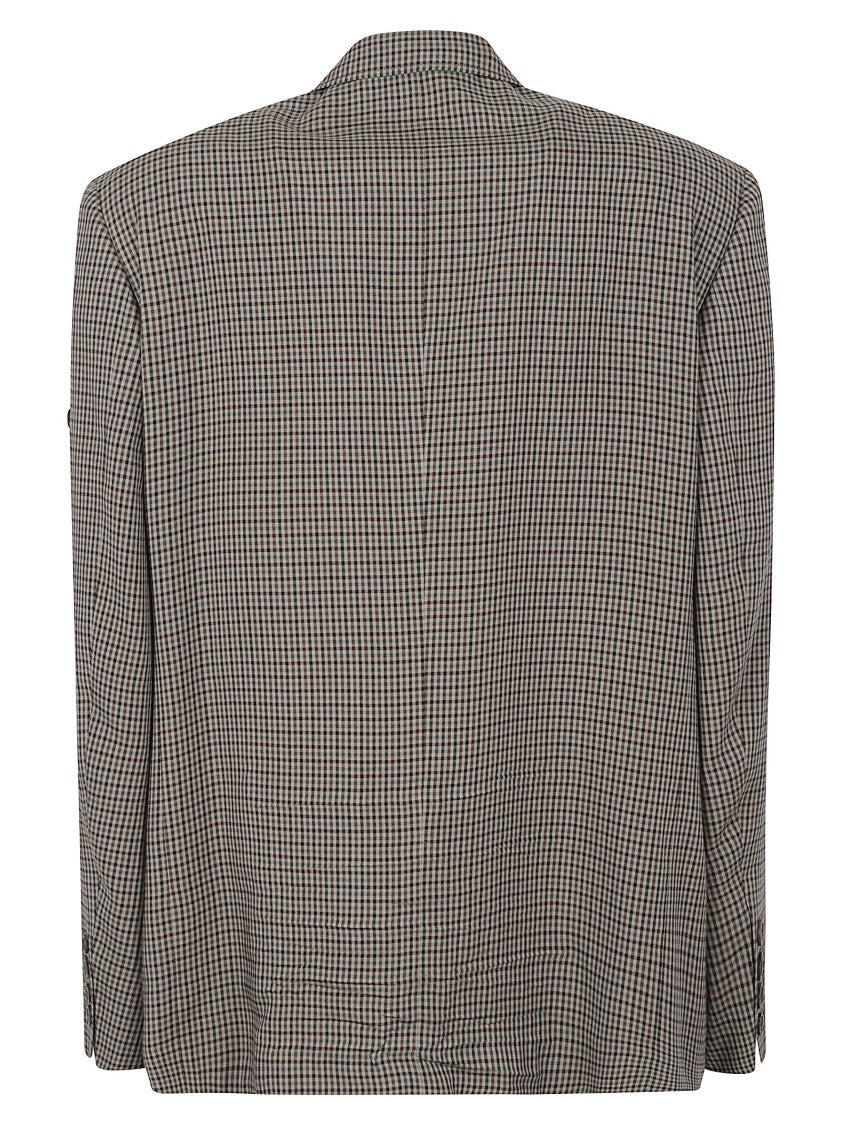 Balenciaga Checkered Blazer With Structured Shoulders And Button Closure