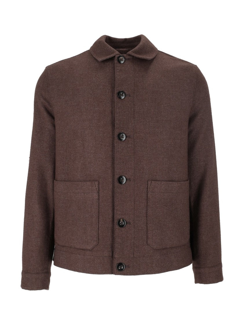 Circolo 1901 Brown Garment-Dyed Virgin Wool-Blend Overshirt