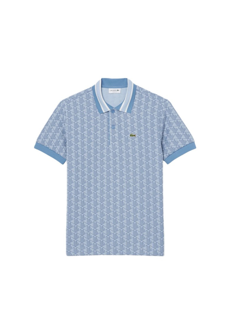 Lacoste Light Blue Monogram Jacquard Polo