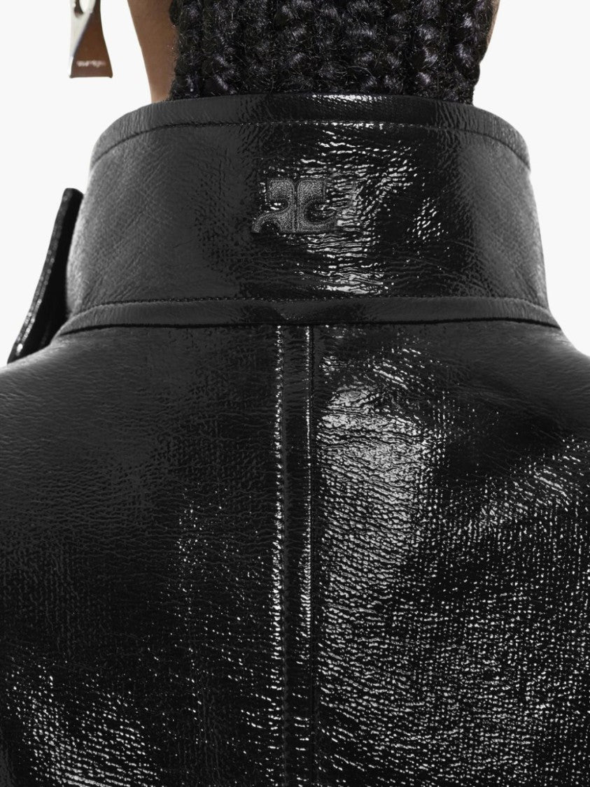 Courrèges Glossy Black Cotton Blend Jacket