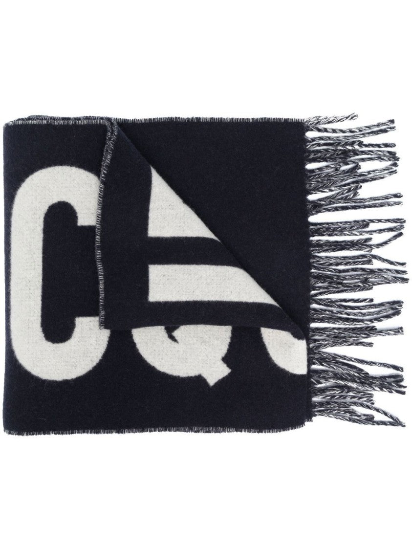 Jacquemus Graphic Patterned Blue Virgin Wool Scarf