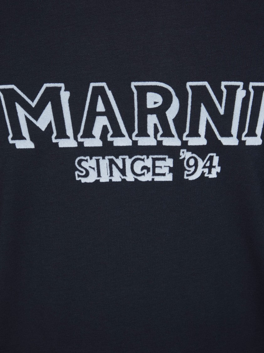 Marni Blue Crew Neck Logo T-Shirt