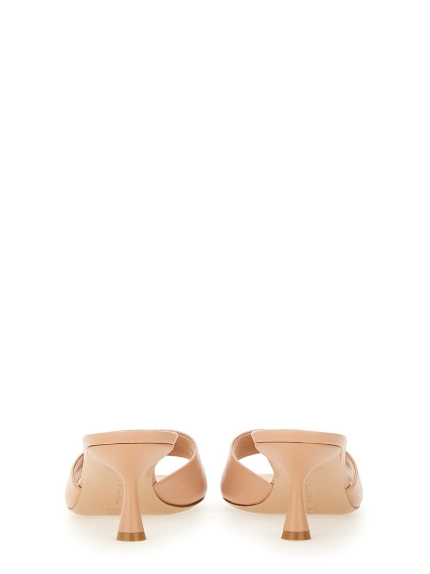 Gianvito Rossi "Ascent" Open-Toe Calf Leather Mules