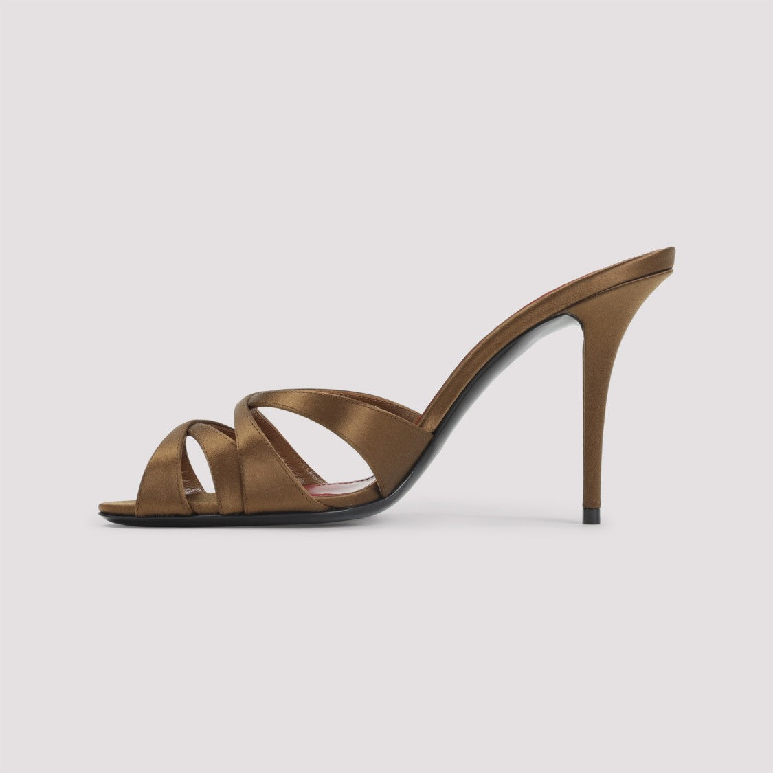 Saint Laurent Deep Cognac Brown Satin Chandelle 95 Sandals