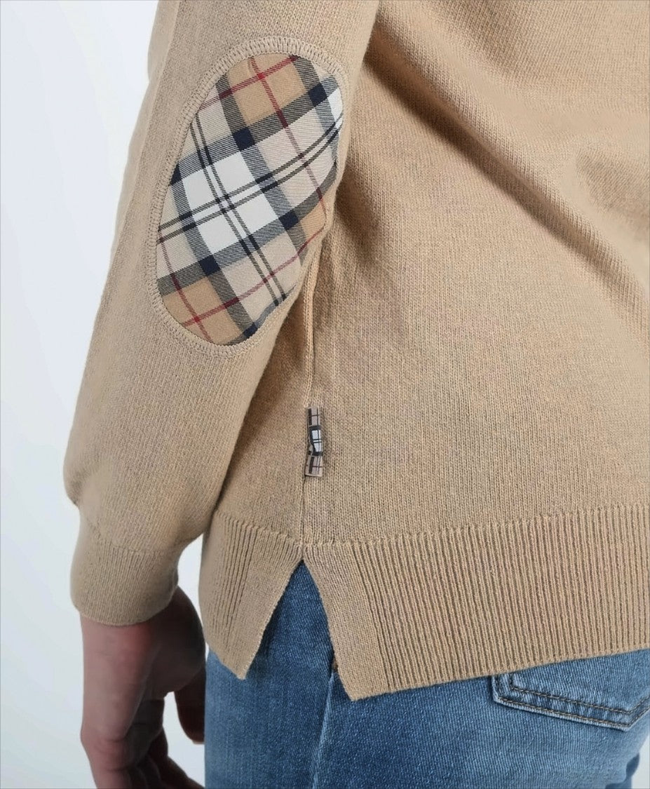 Barbour Pendle Crew Knit Sweater With Tartan Details