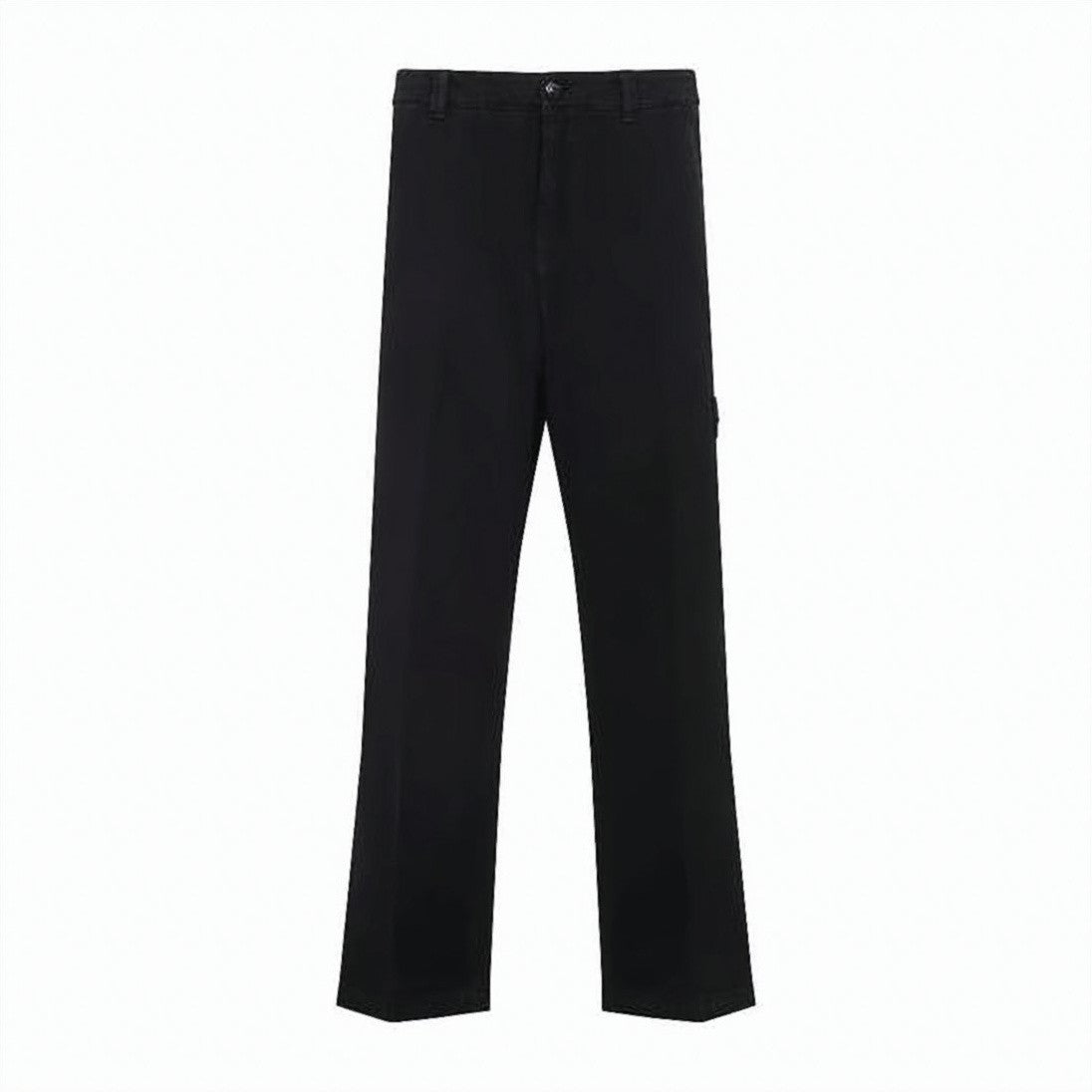 Stone Island Minimalist Black Straight-Leg Pants With Iconic Logo Patch