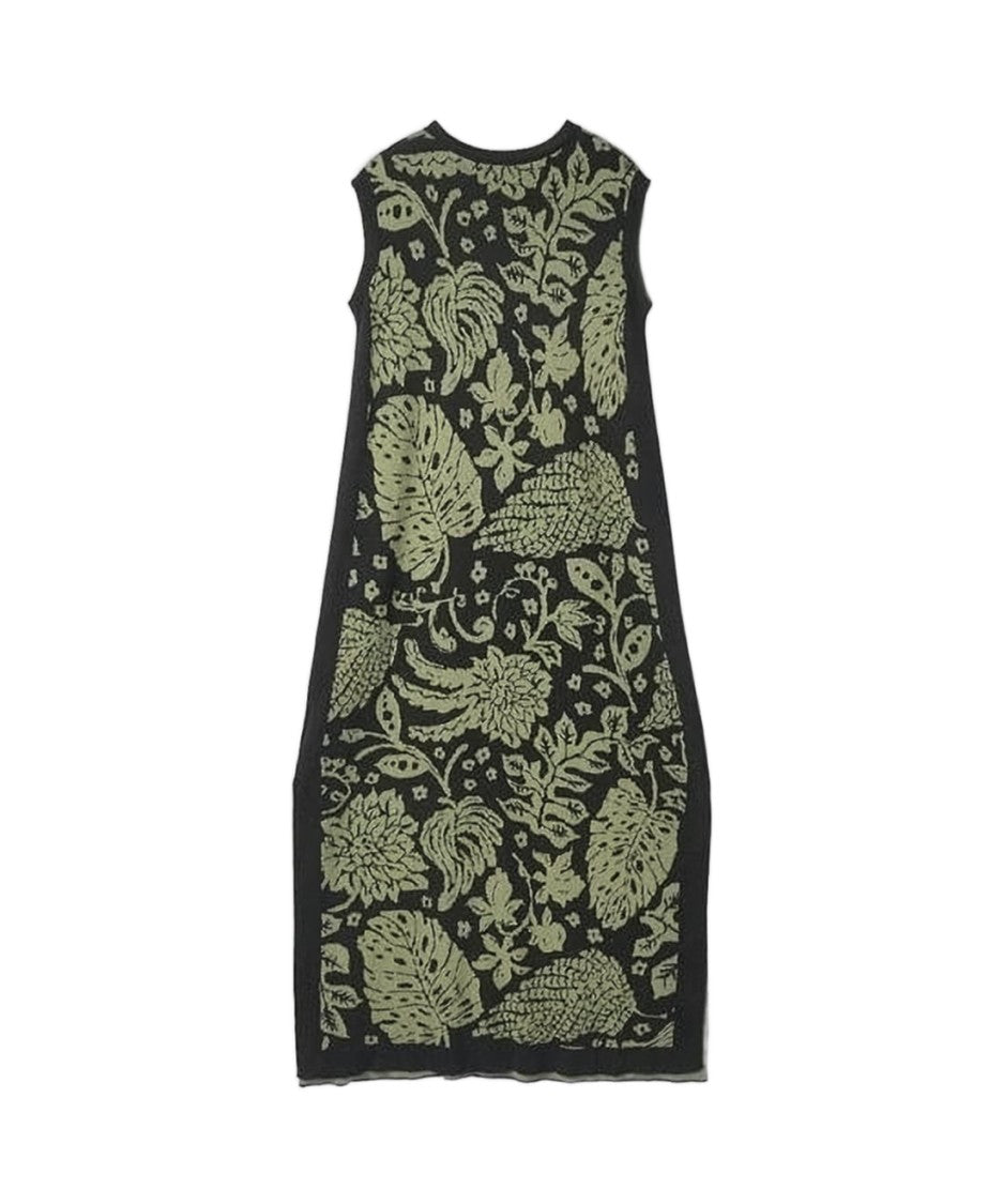 Jil Sander Textured Botanical Pattern Maxi Dress