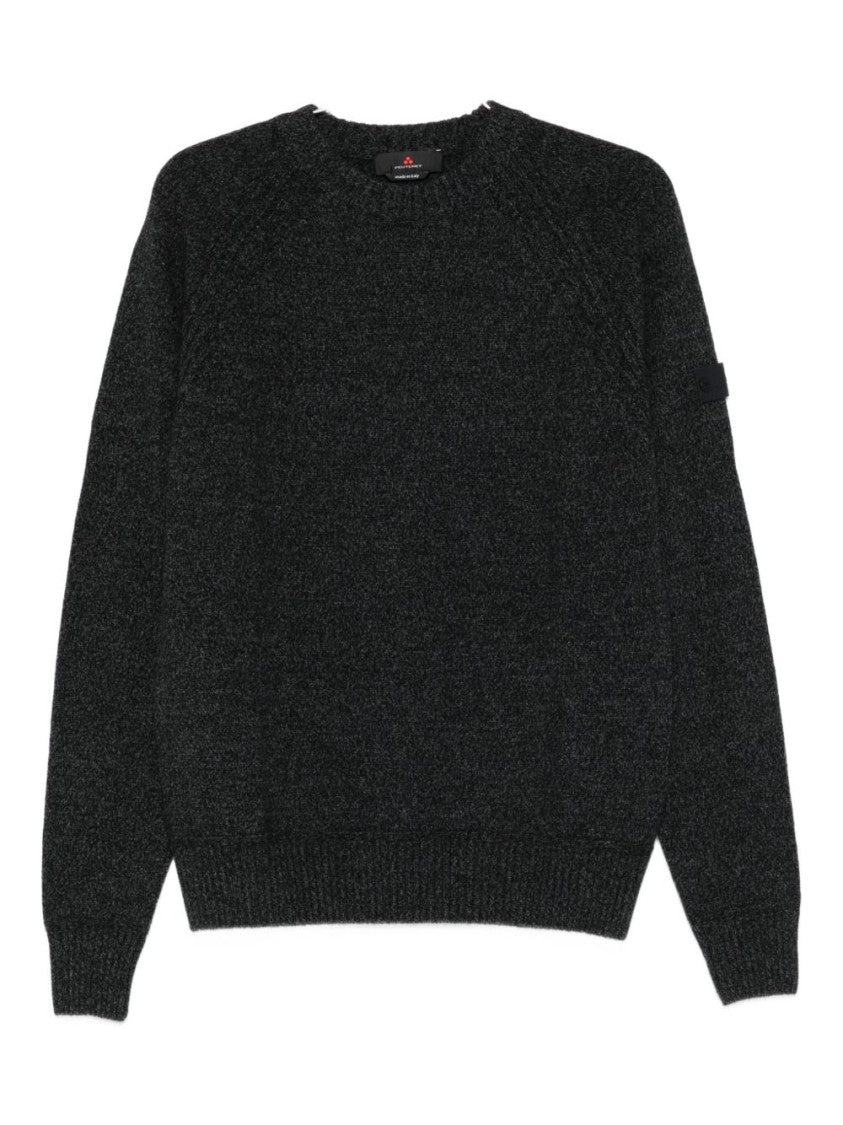 Peuterey Classic Black Sweater With Ribbed Cuffs