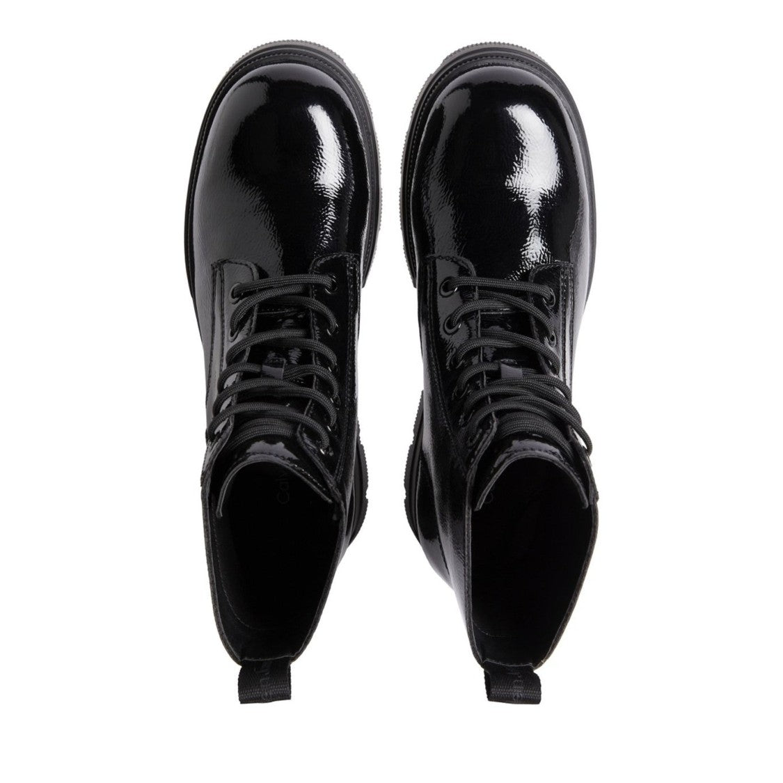Calvin Klein Jeans Black Glossy Lace-Up Combat Boots