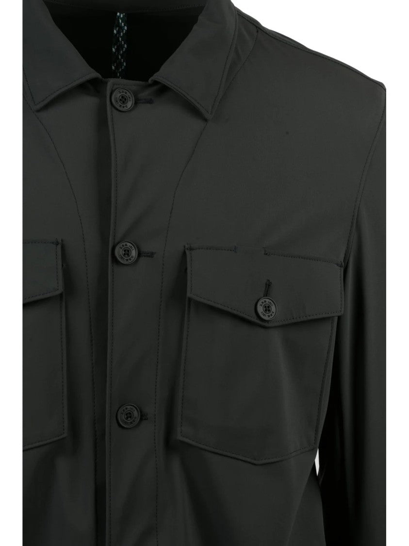 L.B.M. 1911 Military Green Technical Slim Fit Stretch Polyamide Shirt