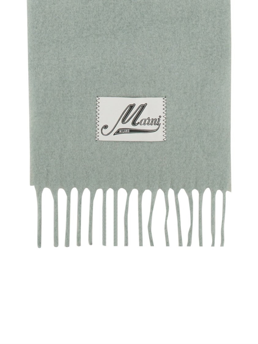 Marni Logo-Embellished Scarf With Fringed Edges