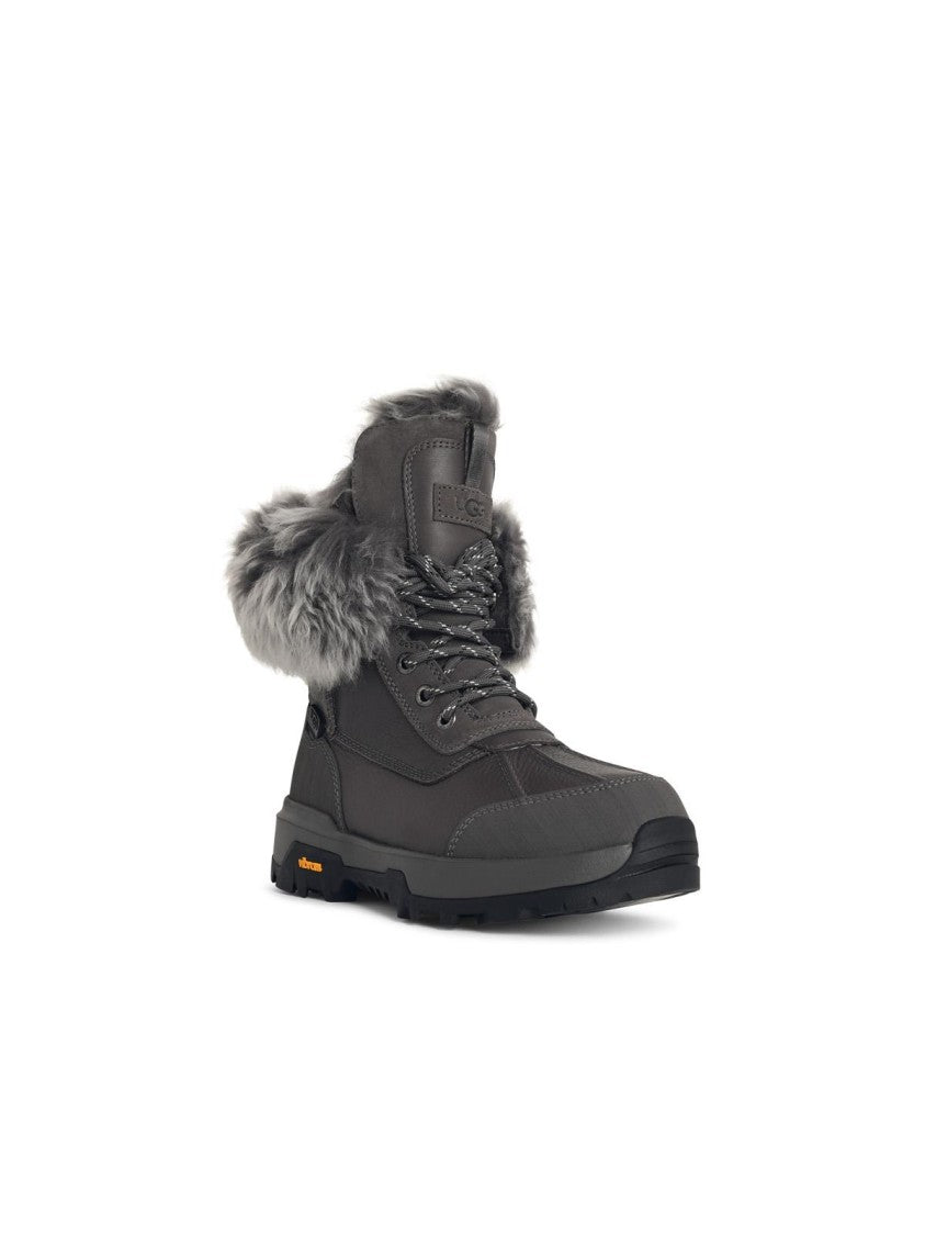 Ugg Charcoal Leather Boots With Sheepskin Lining