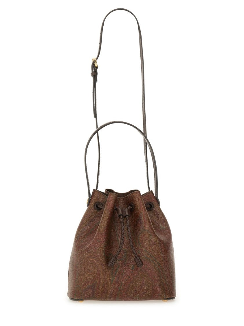 Etro Small Bucket Bag With Intricate Paisley Design And Drawstring Closure