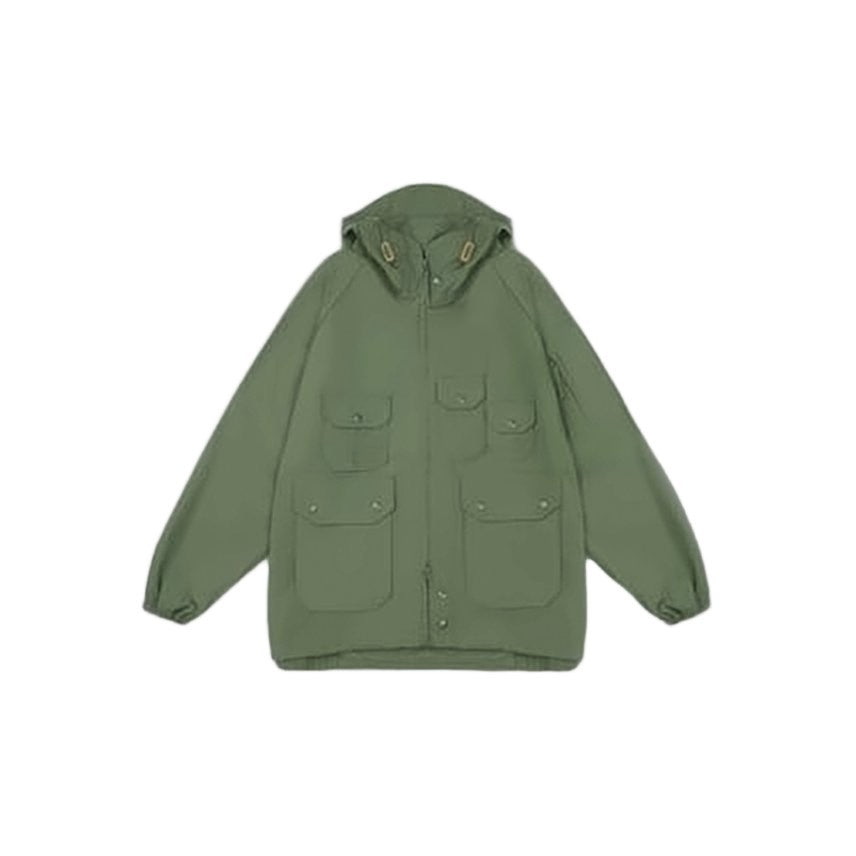 Jil Sander Hooded Olive Green Jacket With Snap Pockets