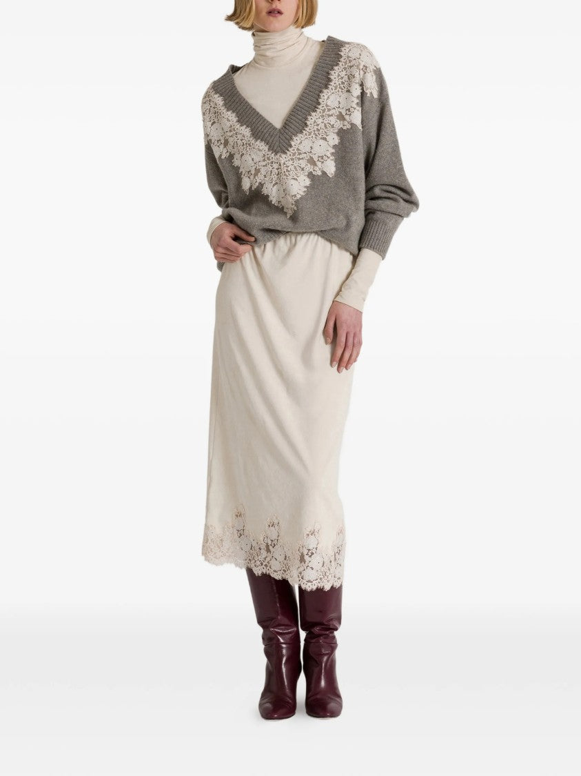 Alberta Ferretti Lace Cashmere Sweater