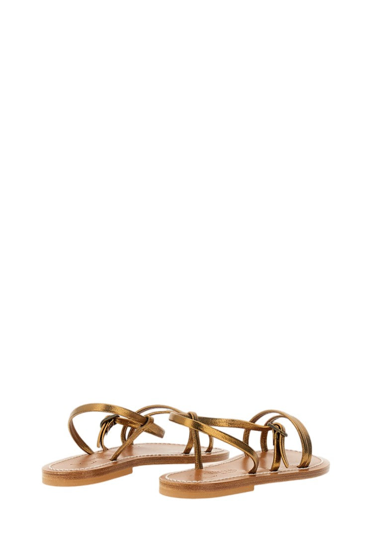 K Jacques St Tropez Flat Leather Sandals With Slim Straps And Rubber-Coated Heel