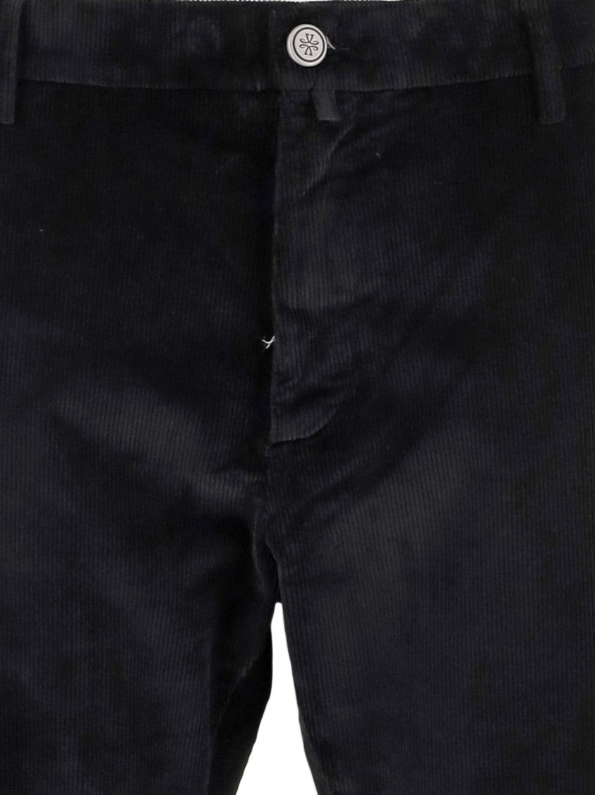 Jacob Cohen Black Stretch Cotton Velvet Ribbed Pants
