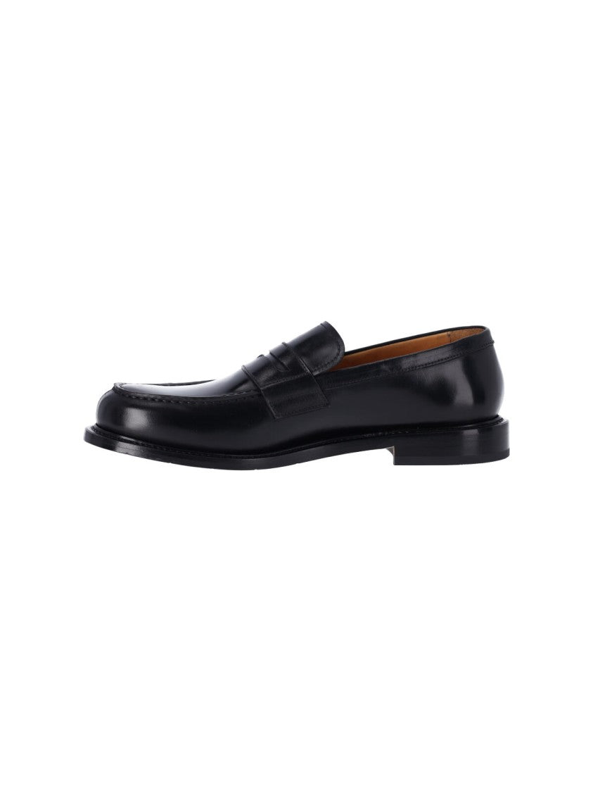 Premiata Black Leather Slip-On Loafers