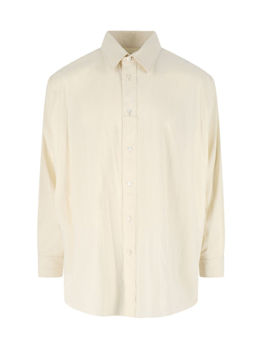 Lemaire Classic Collared Shirt With Curved Hem
