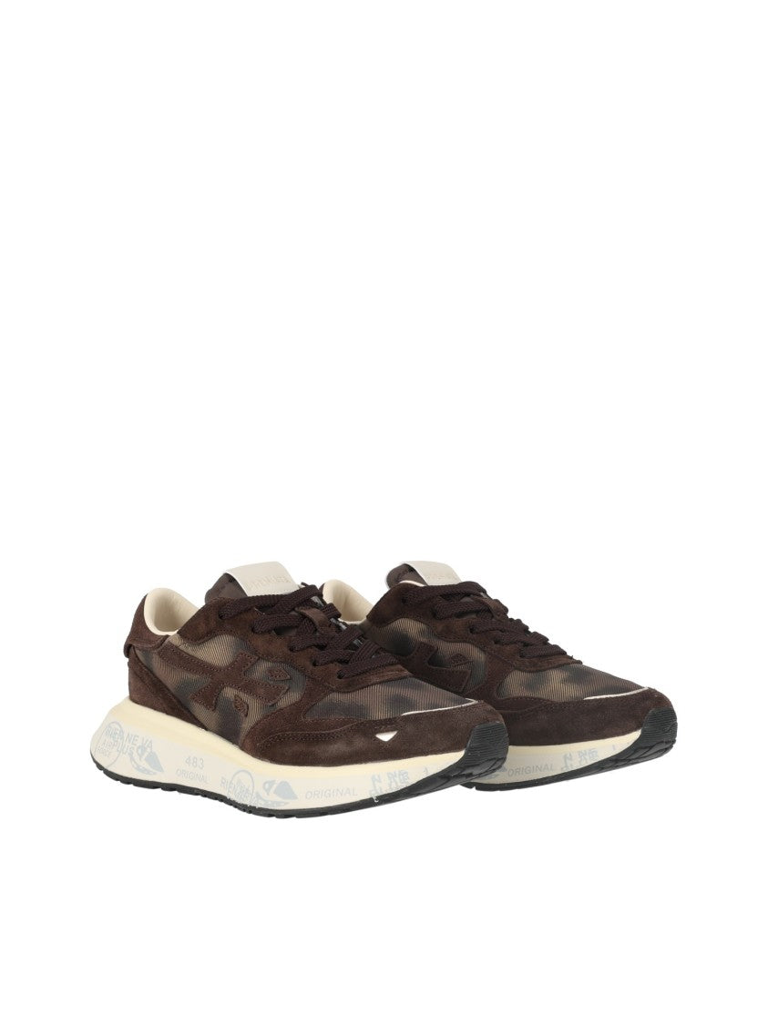 Premiata Brown Lauryn Calfskin Leopard Print Sneakers