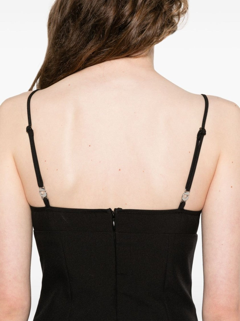 Coperni Black V-Neck Logo Plaque Dress