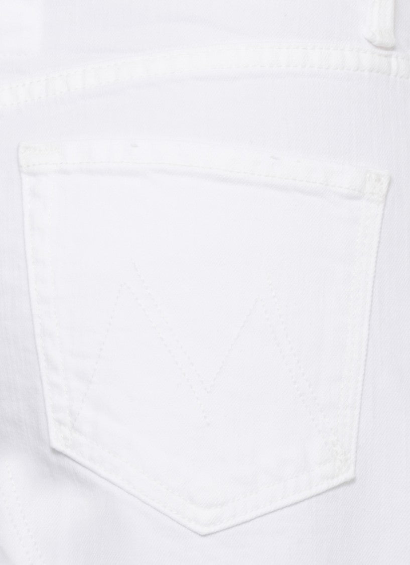 Mother White The Whole Lot Cotton Denim Shorts
