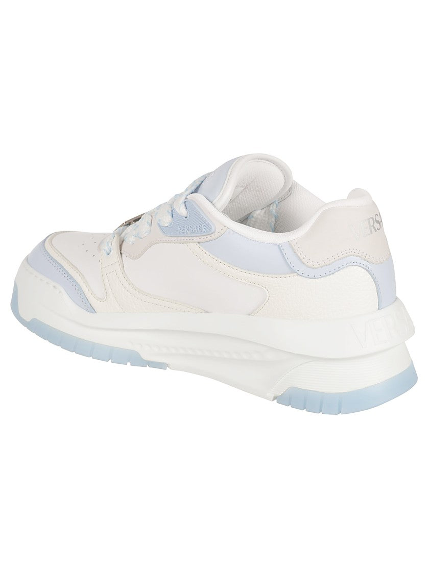 Versace Sporty White Sneakers With Textured Accents