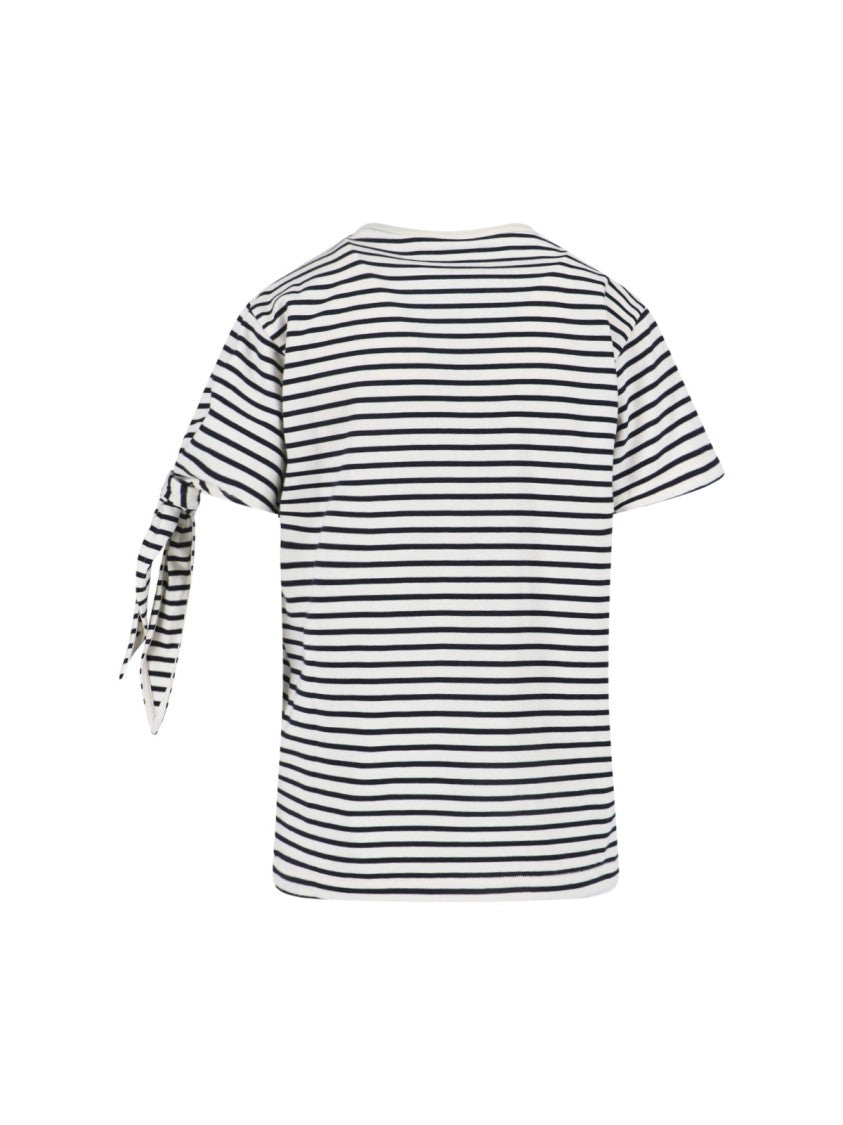 J. W. Anderson White Striped Knotted Sleeve Cotton T-Shirt