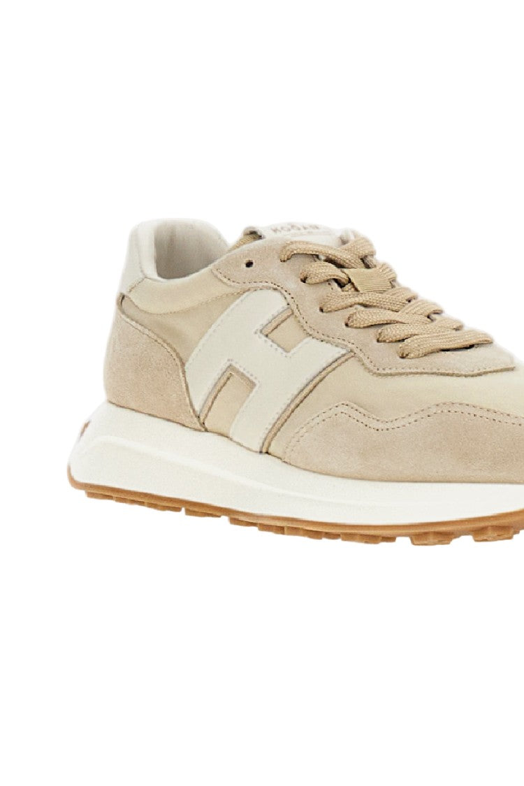 Hogan Beige H641 Suede Panel Sneakers