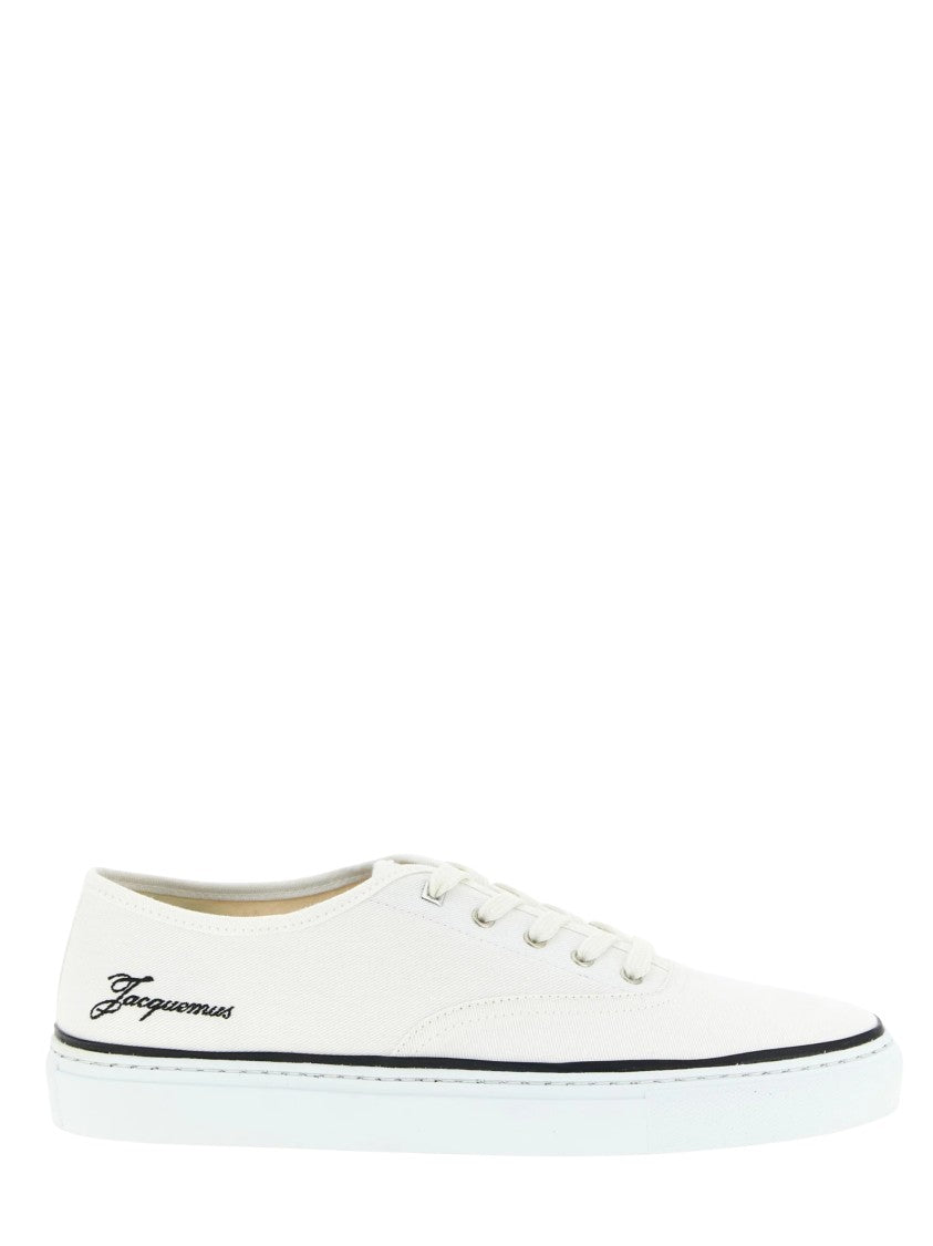 Jacquemus Low-Top Canvas Sneaker With Embroidered Logos And Rubber Sole