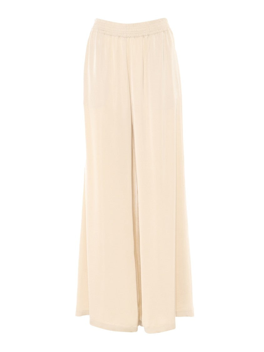 Fabiana Filippi Viscose Satin Wide Leg Trousers With Elastic Waistband
