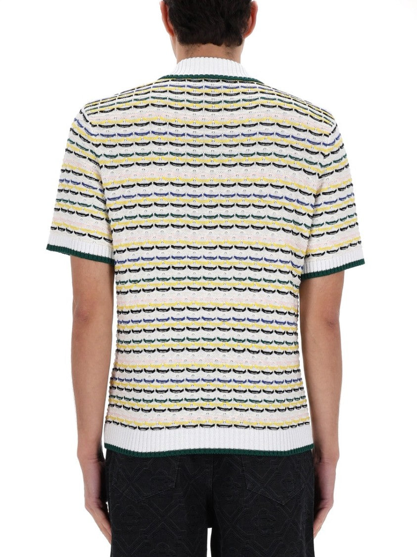 Casablanca Horizontal Stripes Contrasting Edges Polo Shirt