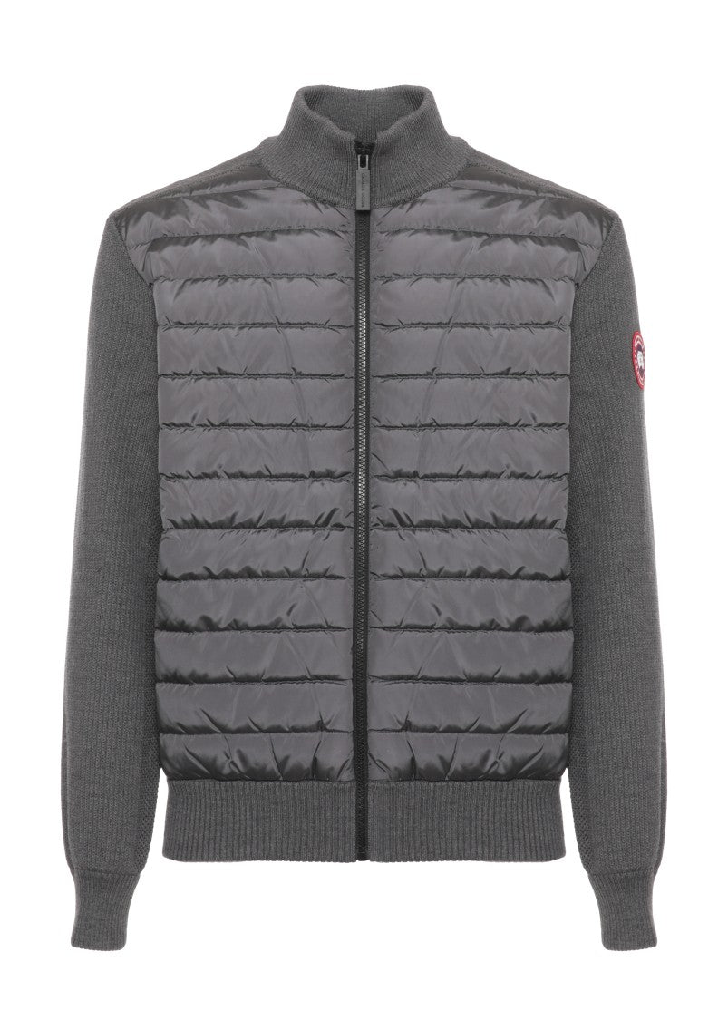Canada Goose Grey Wool Short Padded Jacket With Down Front Panel