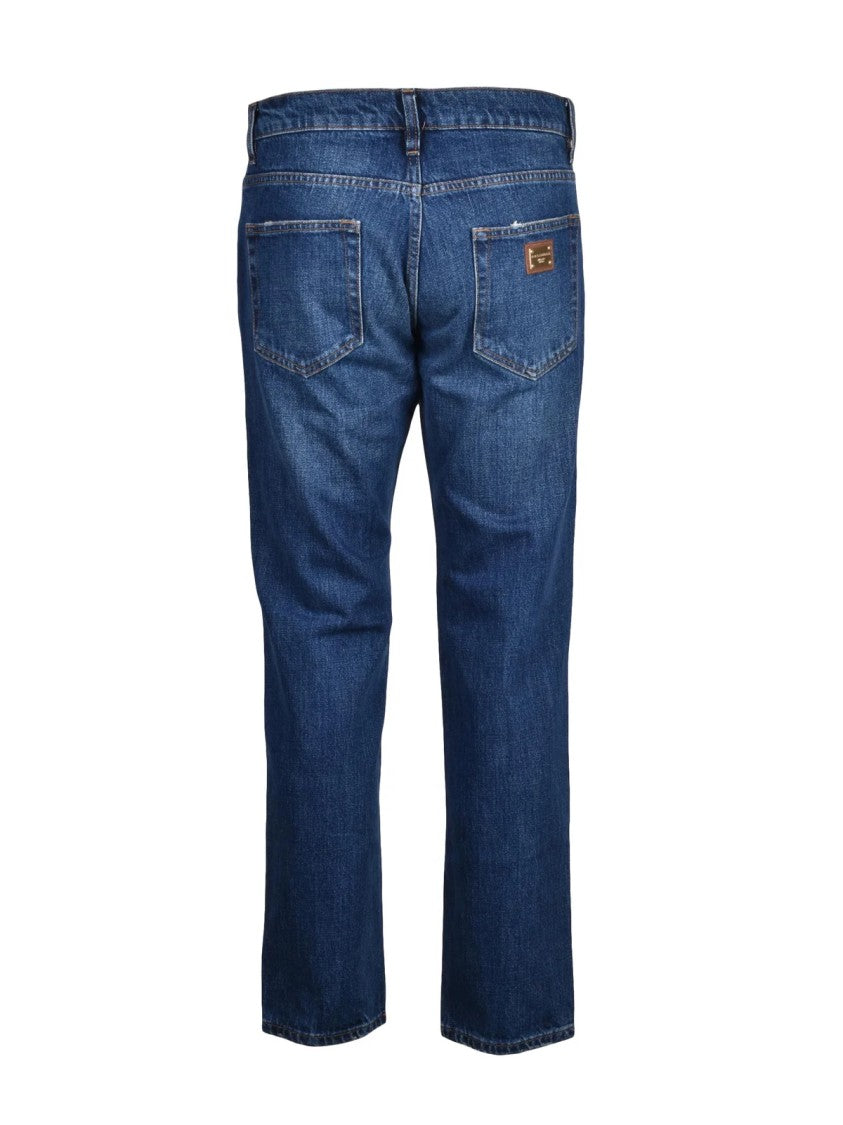 Dolce & Gabbana Blue Slim Fit Tapered Denim Stretch Jeans