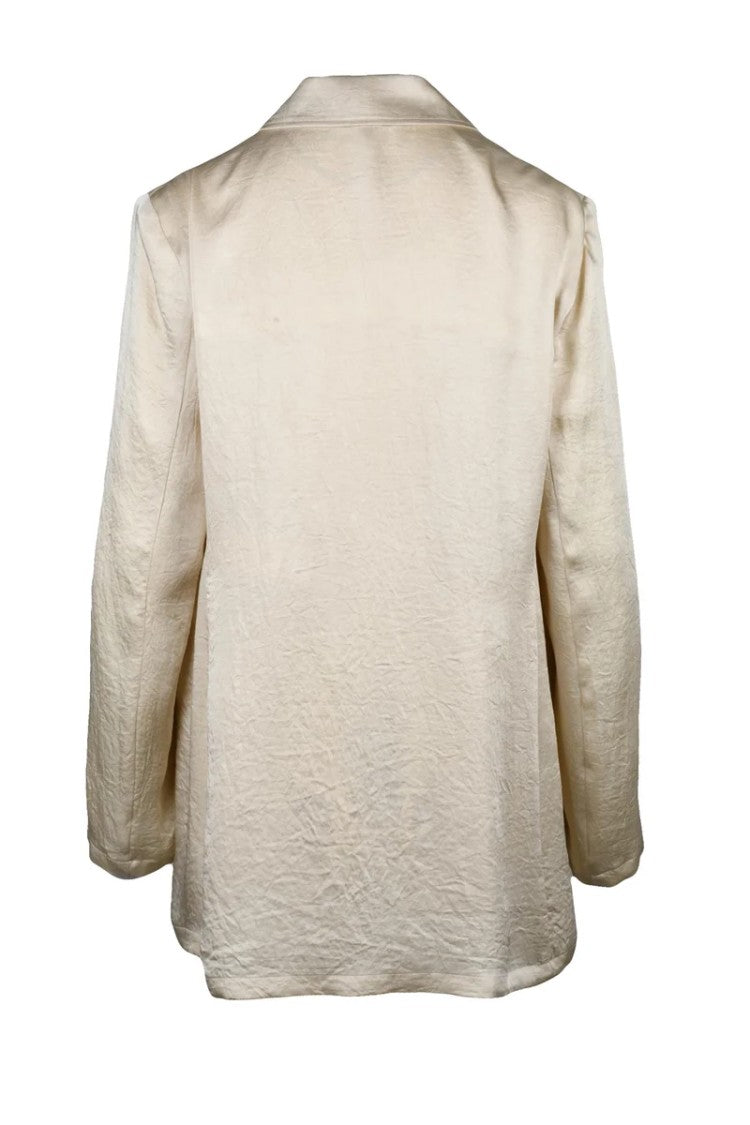 Marella Monochrome Seltz Satin Blazer Jacket - Beige