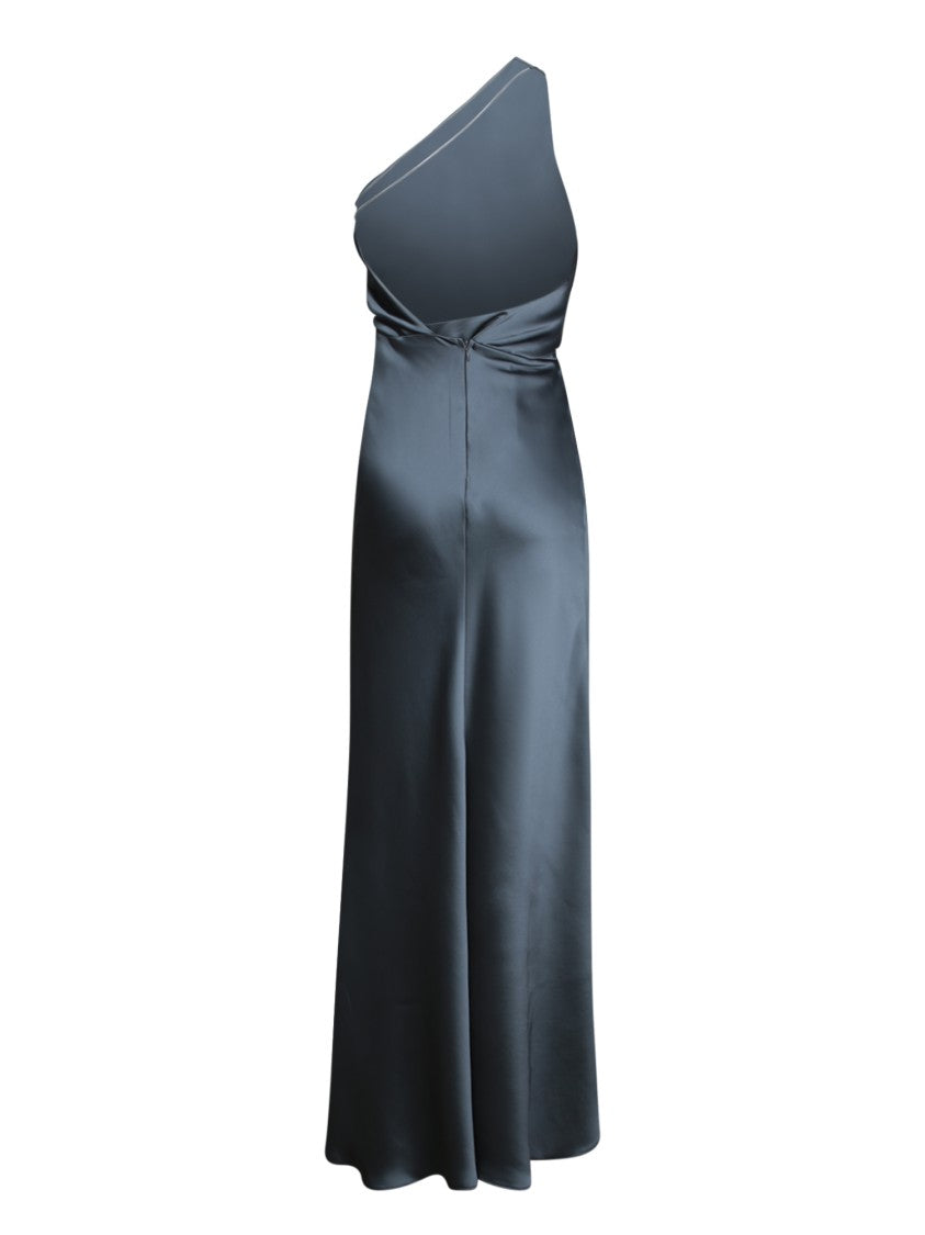 Blanca Vita One-Shoulder Grey Maxi Dress With Flattering Fit