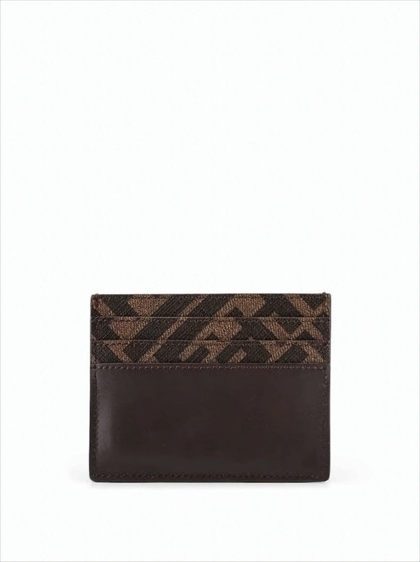 Fendi Refined Calf Leather Wallet With Textured Pattern And Metallic Emblem