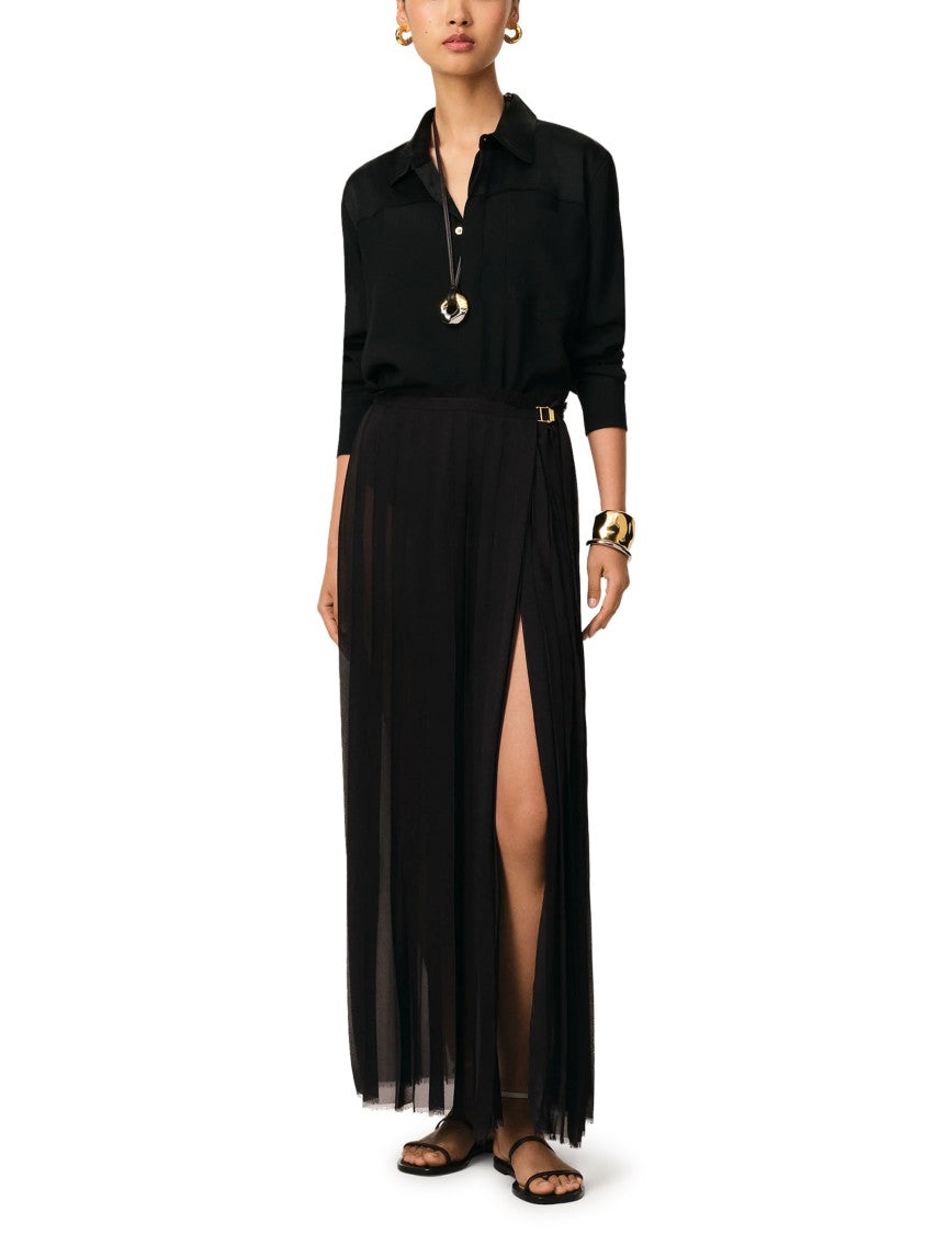 Ami Flowing Pleated Skirt With High Waist