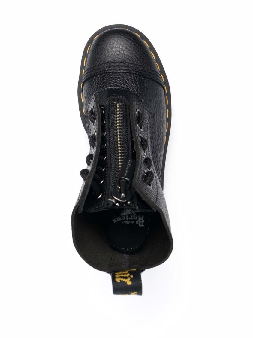 Dr. Martens Textured Nappa Leather Ankle Boots With Grooved Sole