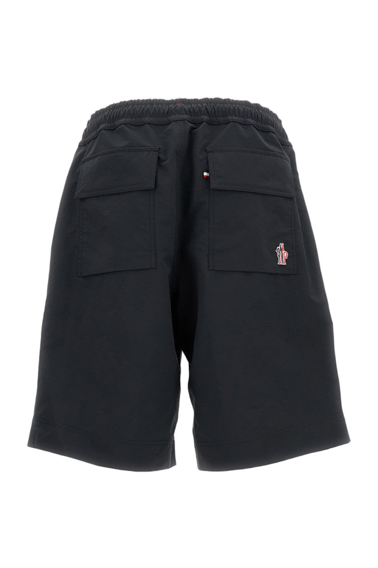 Moncler Grenoble Black Tech Twill Drawstring Shorts