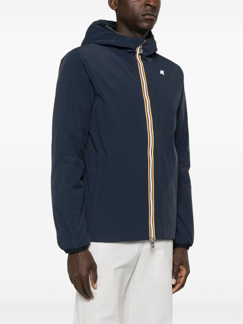 K-Way Reversible Navy Blue And Khaki Padded Jacket